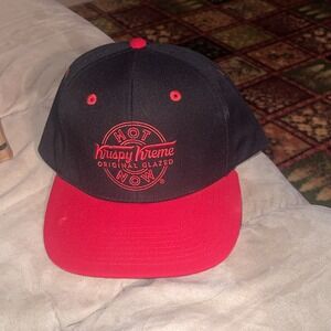 Krispy Kreme Hot Original Glazed Now Wool Snapback Baseball Hat Cap Red Black